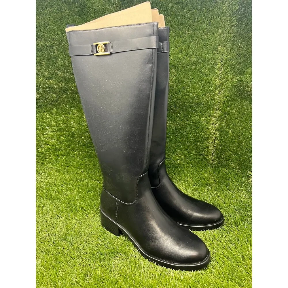 Tommy Hilfiger Women's 9M Iviann Black Tall Boots